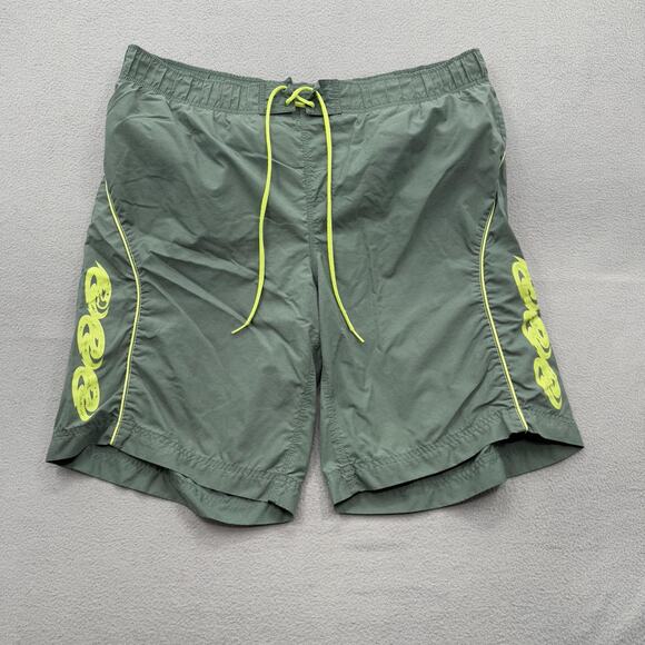 Nike Shorts Mens Large Green Swim Trunks Mesh Lined Drawstring Swoosh Graphic - Picture 1 of 9